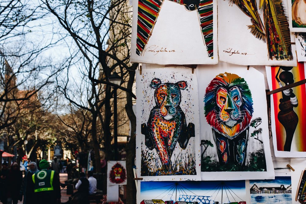 African art on canvases in Cape Town centre