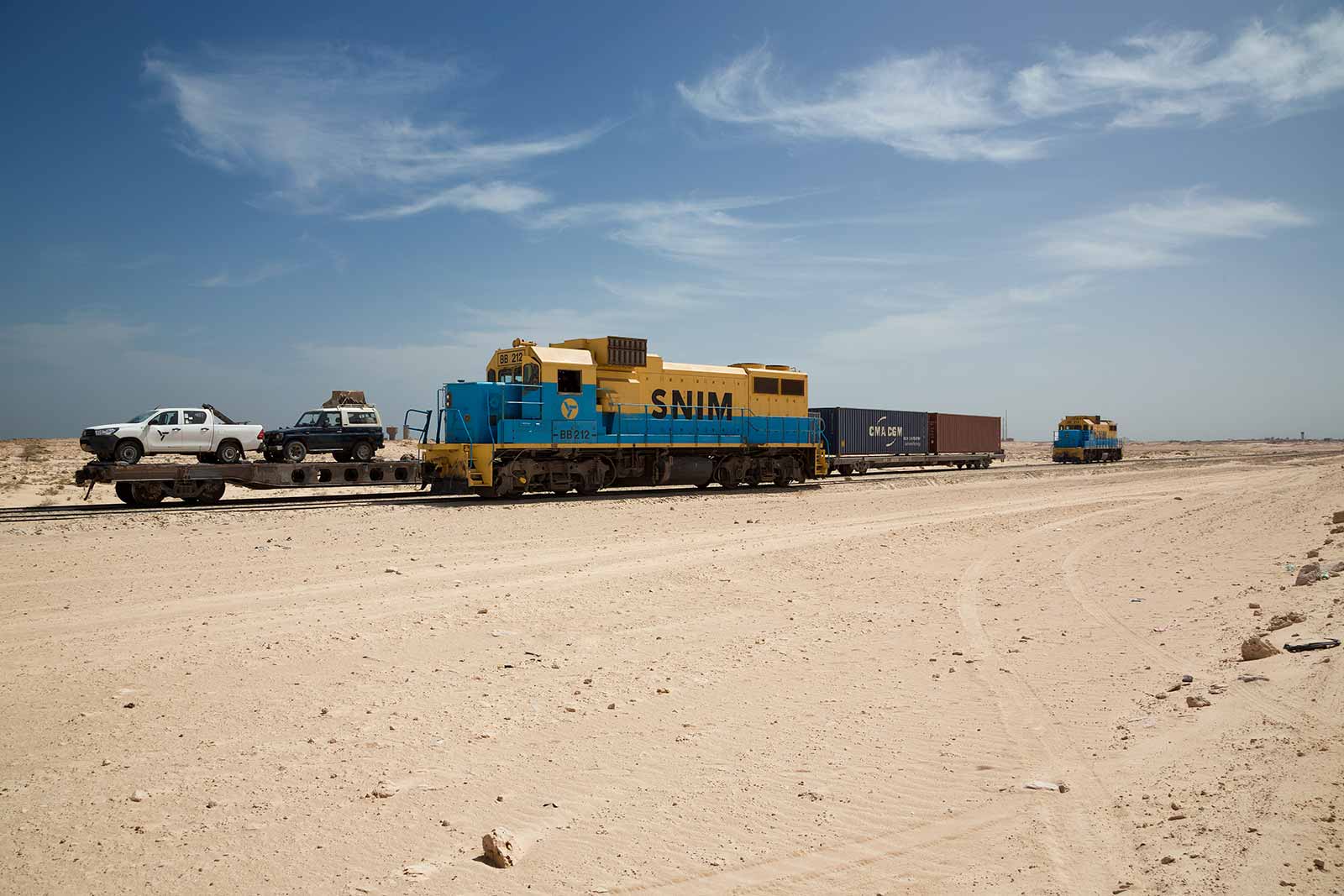The Iron Ore Train fills its 2.5 km of wagons (which is the second longest on earth) with the iron ore and then heads back to the coastal city of Nouadhibou.