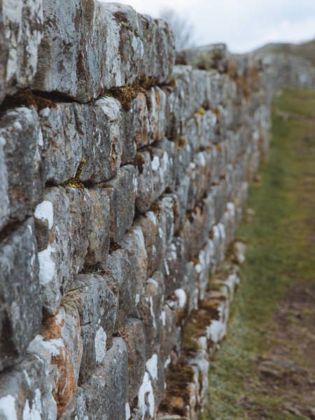 Close up of a Roman stone wall