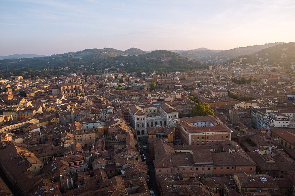 View from the top of Asinelli Tower, Bologna.